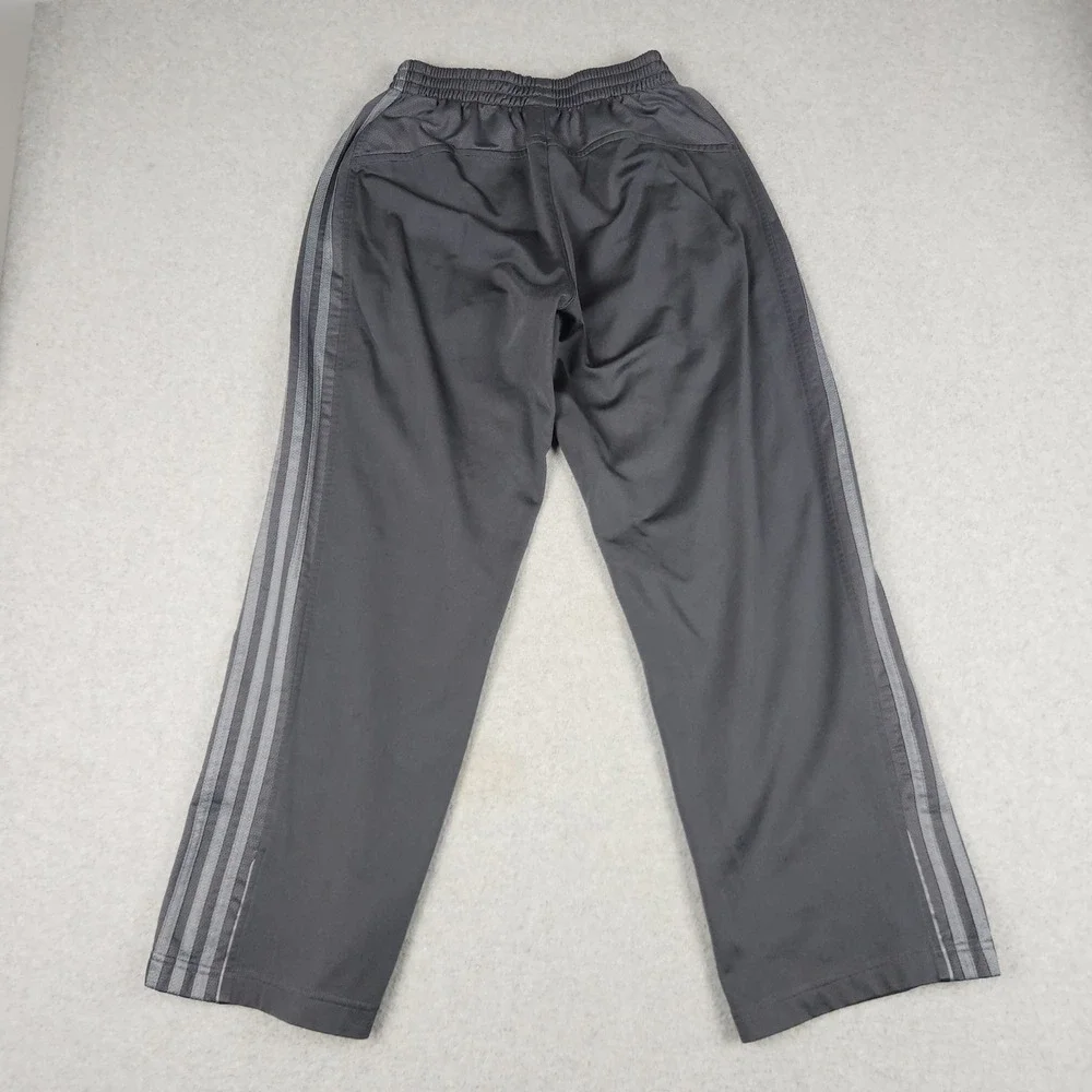 Adidas Track Pants Mens Small Gray 3-Stripe Elastic Waist Straight Leg Athletic